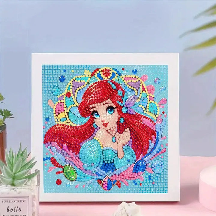 Peinture à diamant #125  17cm x 17cm princesse Ariel avec cadre