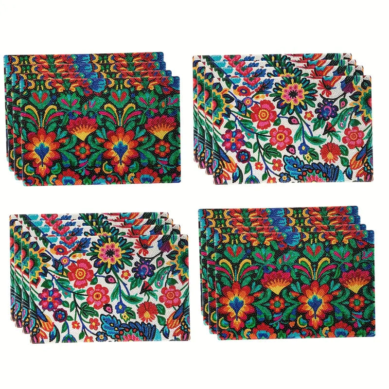 4 Napperons en Diamonds painting #156 20cmx30cm Fleurs