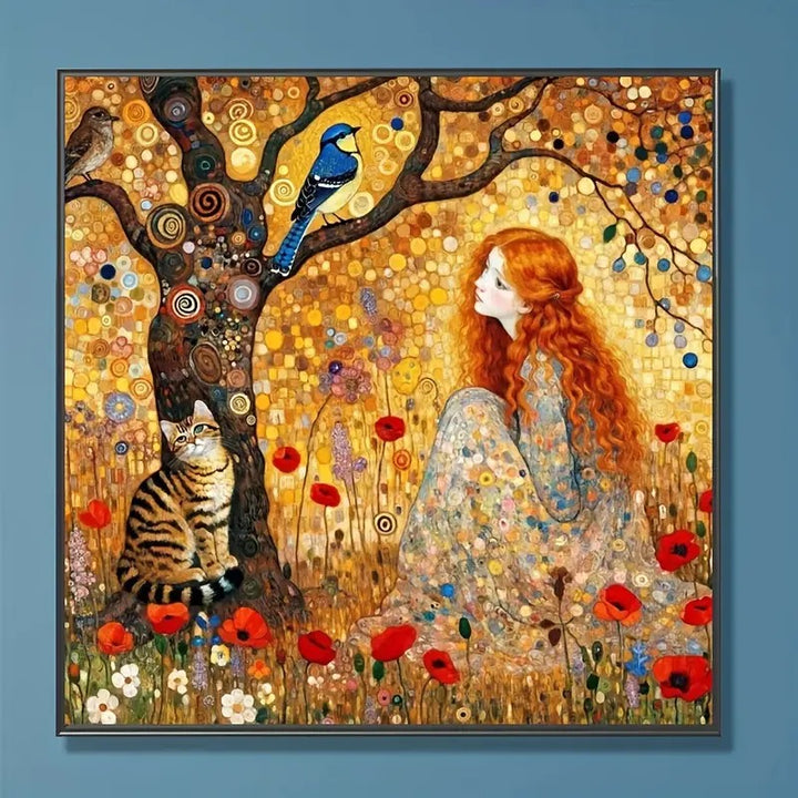 Peinture à diamant #38 40cm x 40cm Femme et chat