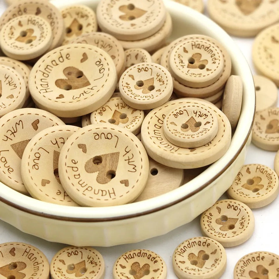 10 boutons de bois à 2 trous (20mm)