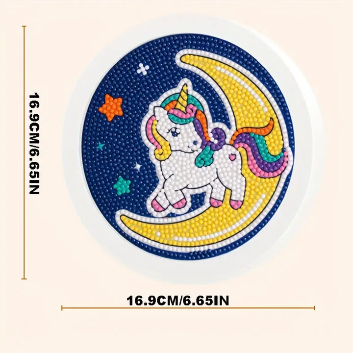 Peinture à diamant #101 Avec Cadre 16.9cm x 16.9cm Licorne et arc en ciel