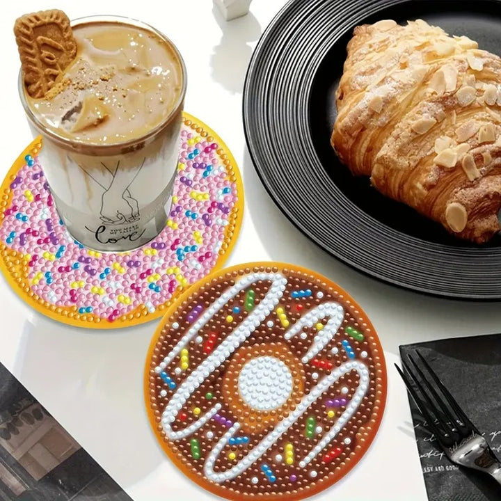 6 sous-verres en peinture à diamant Beignes #107