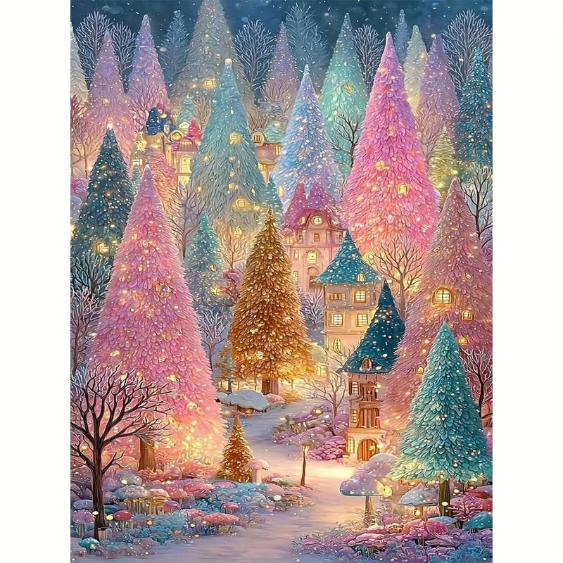 Peinture à diamant suspendu #137  30cmx40cm  Arbres de Noel