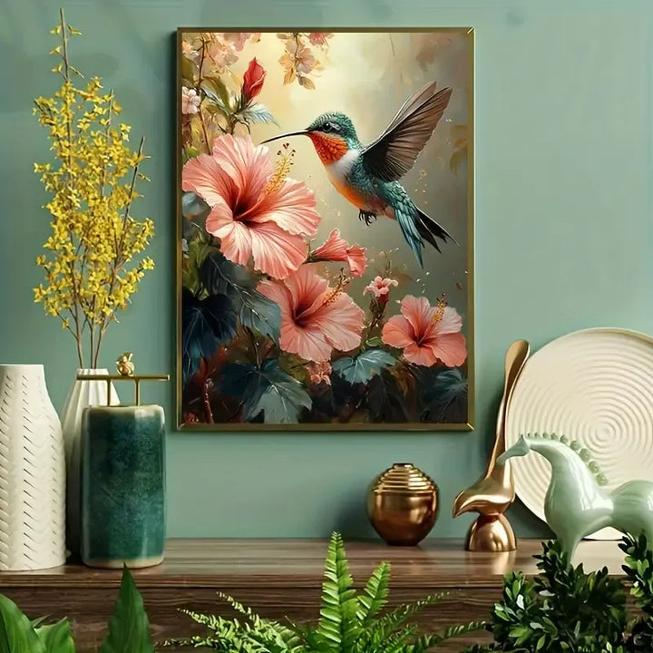 Peinture à diamant #40 30cm x 40cm Colibri et hibiscus