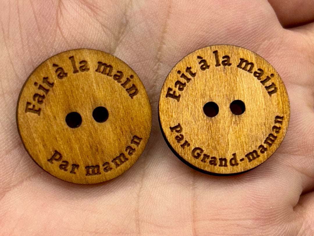 Bouton 25mm à deux trous en bois