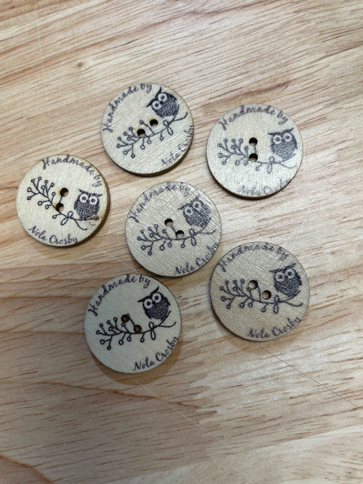 5 boutons à 2 trous hiboux (25mm)