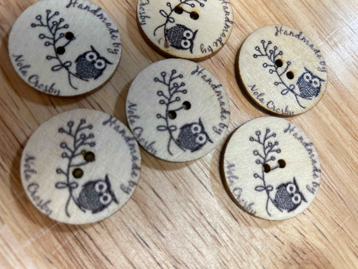 5 boutons à 2 trous hiboux (25mm)