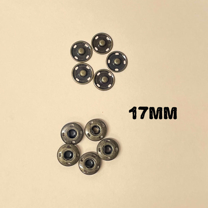 5 boutons-pression 17mm ou 19mm