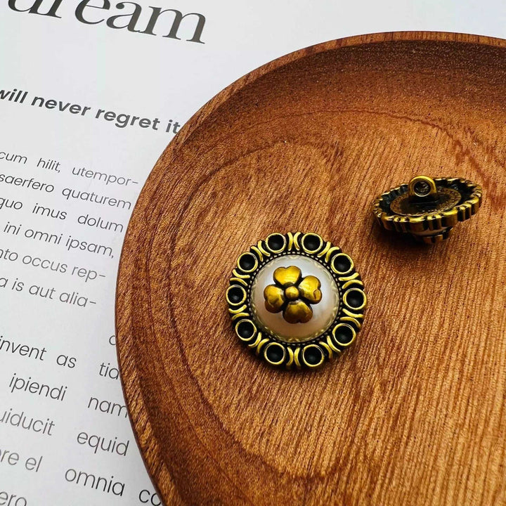 Bouton rond en métal et perles de 18mm/23mm