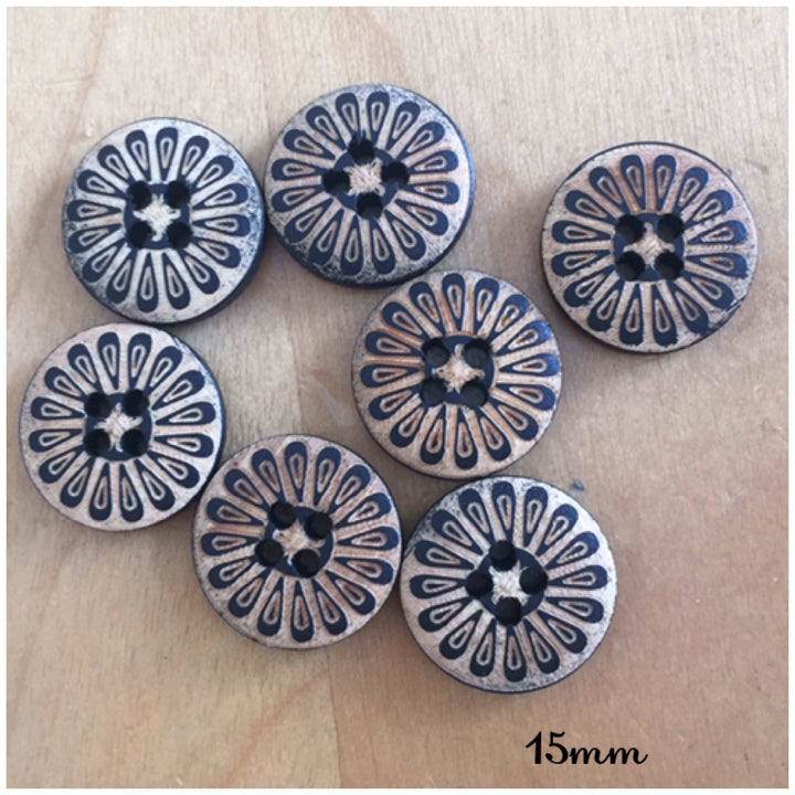 5 Boutons à 4 trous (15mm)