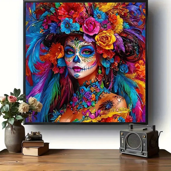 Peinture à diamant #37 40cm x 40cm  Femme art mexicaine