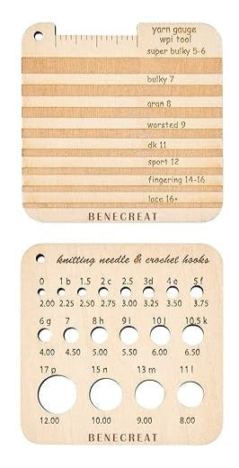 Gauge à aiguille et laine en bois