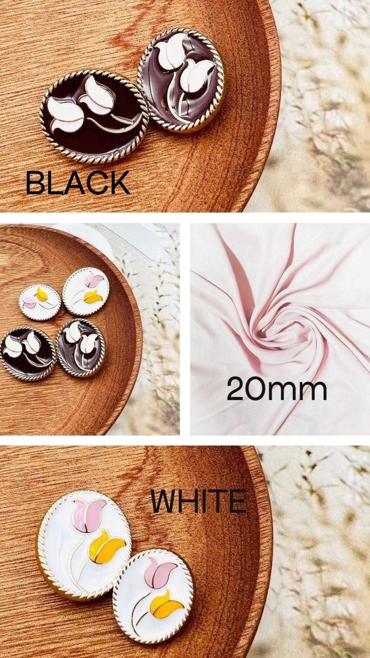 Bouton de métal émaillé avec tulipe