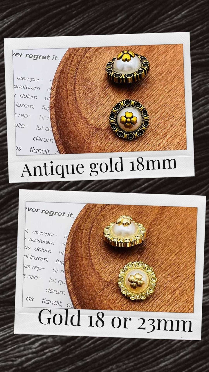 Bouton rond en métal et perles de 18mm/23mm