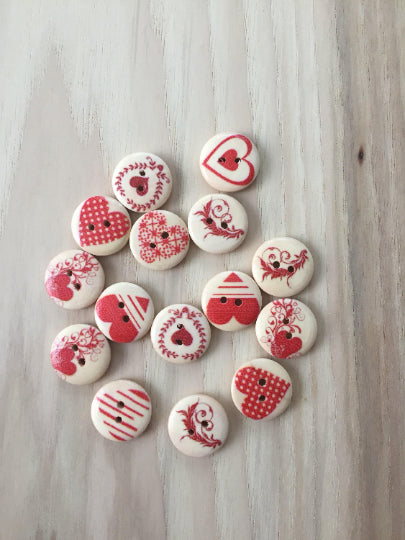 5 boutons de bois à 2 trous (20mm)