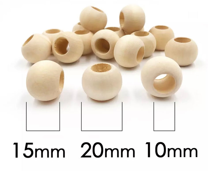 Perles de bois 20 mm x 15 mm