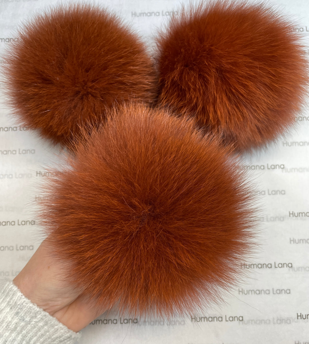 Pompon en fourrure de renard orange brûlé