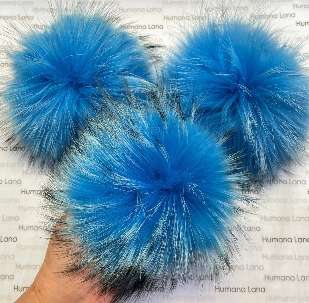 Pompons de fourrure Bleu glacier