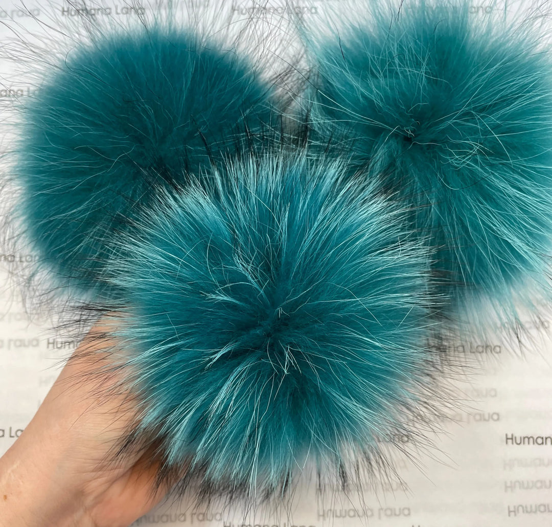 Pompon en fourrure Bleu vert