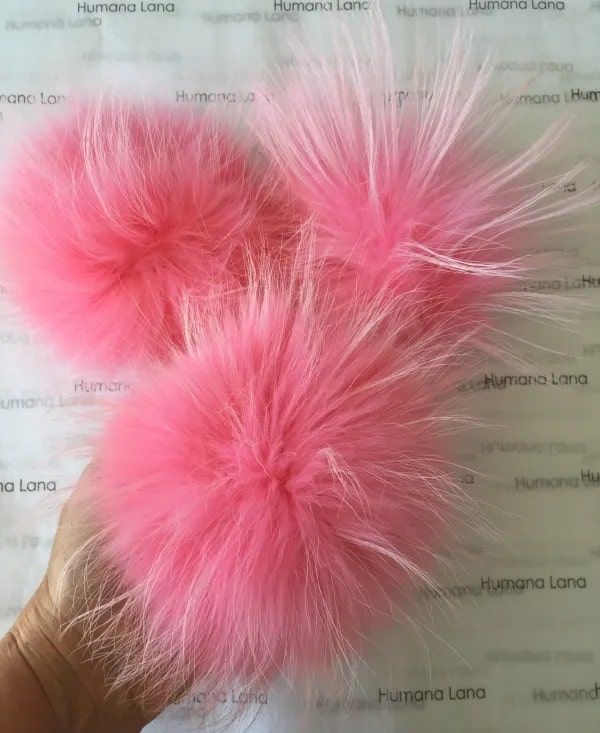 Pompon en fourrure Flamant rose