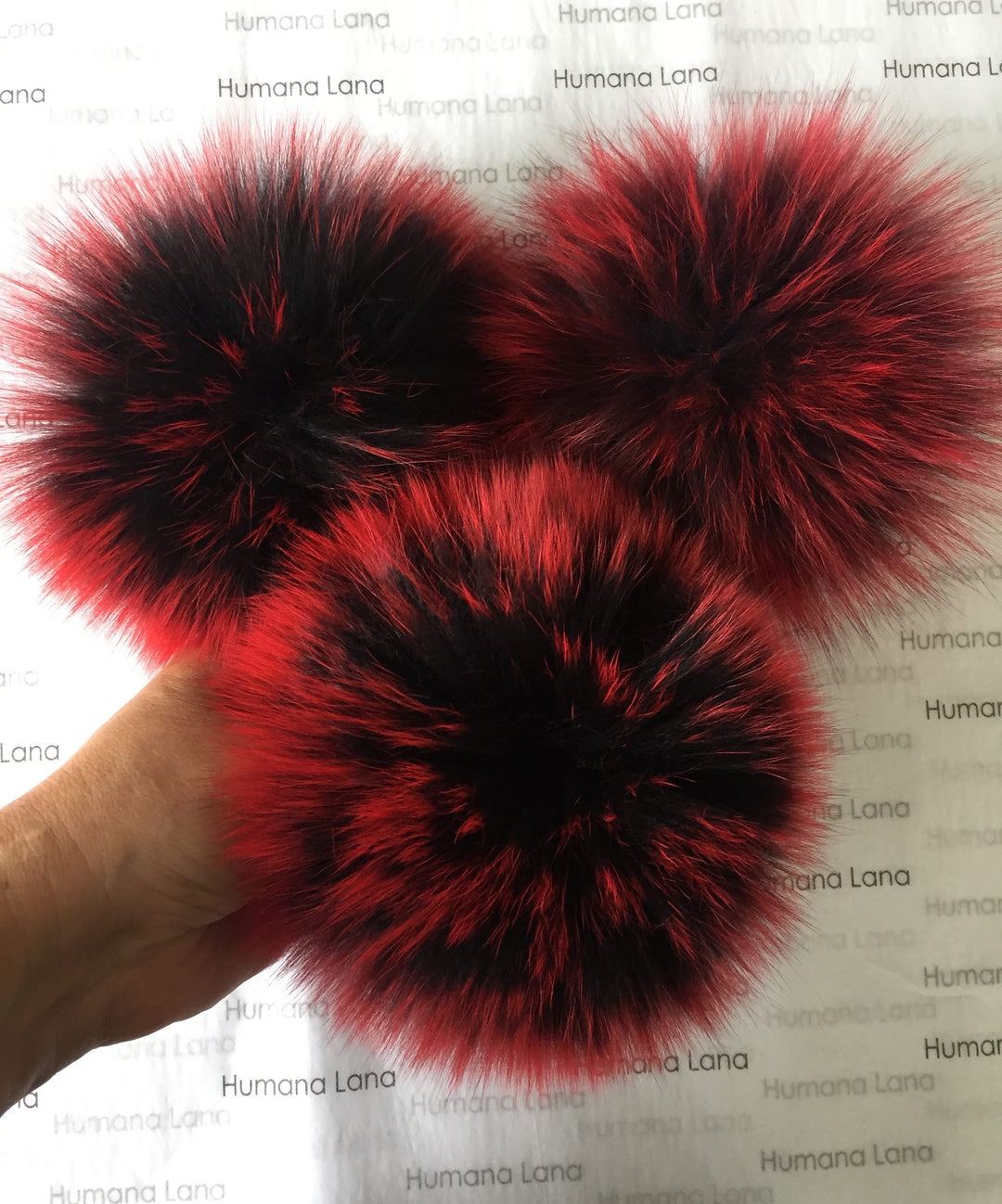 Pompons de renard Noir et rouge