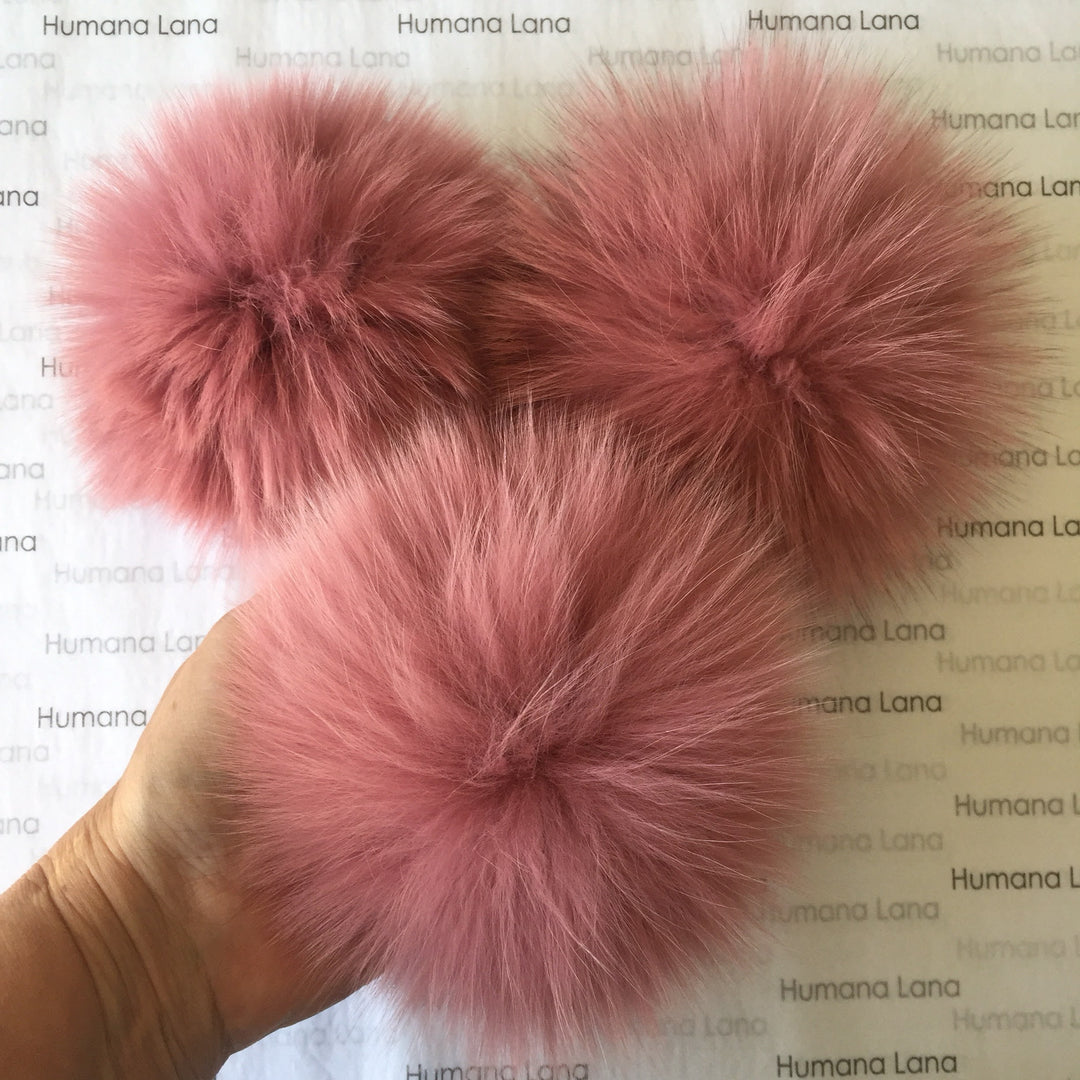 Pompon en fourrure de renard Rose