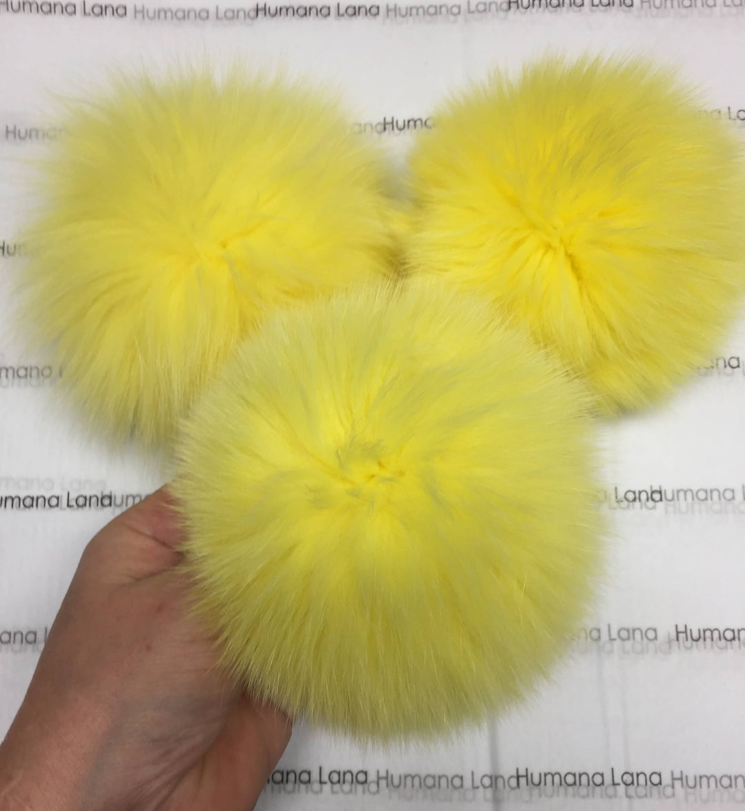 Pompon en fourrure de renard Jaune canari