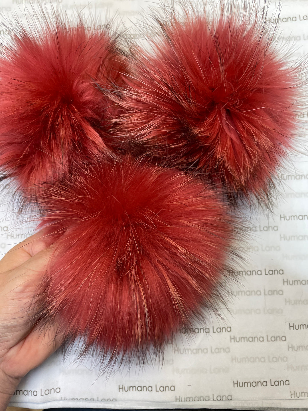 Pompon en fourrure Corail