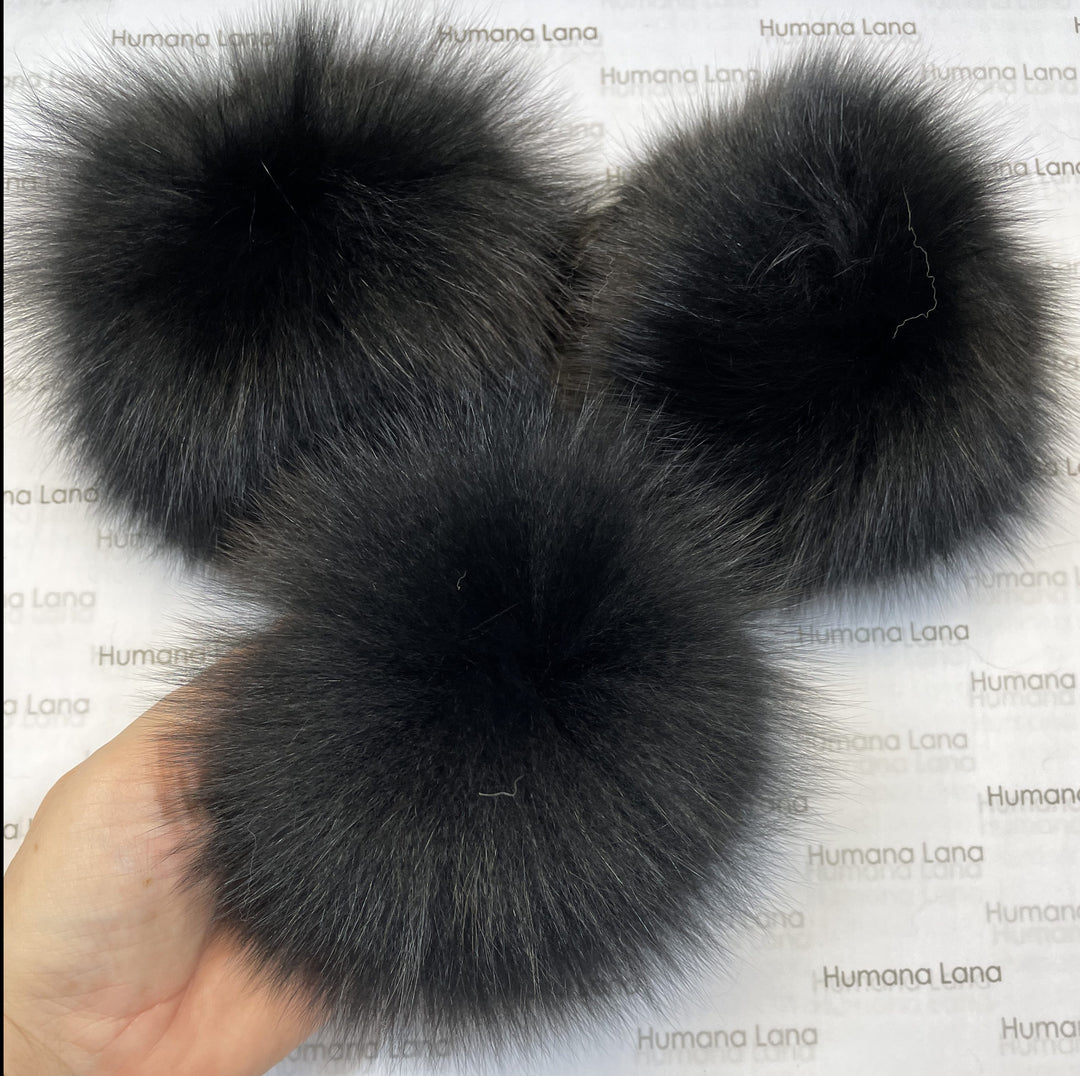 Pompon en fourrure de renard Noir