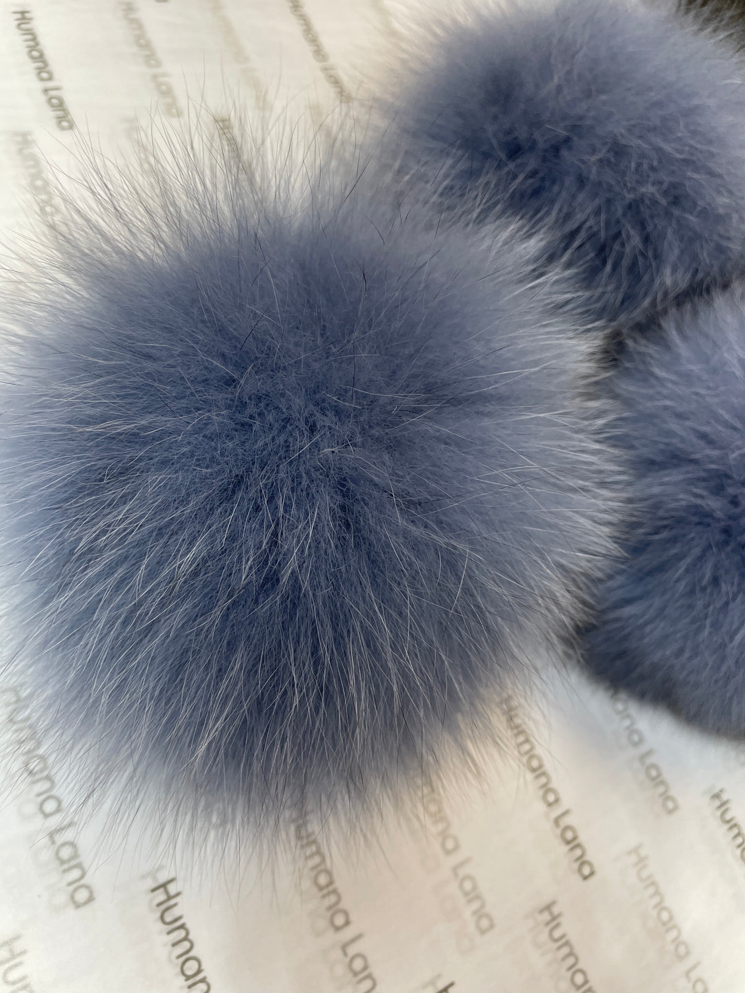 Pompon en fourrure de renard Bleu acier