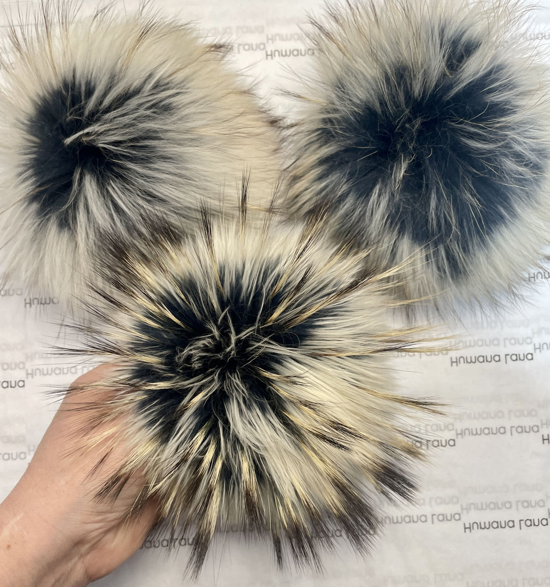 Pompon en fourrure Marine et crème