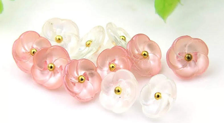 5 boutons en acrylique bouton de fleur (1cm)
