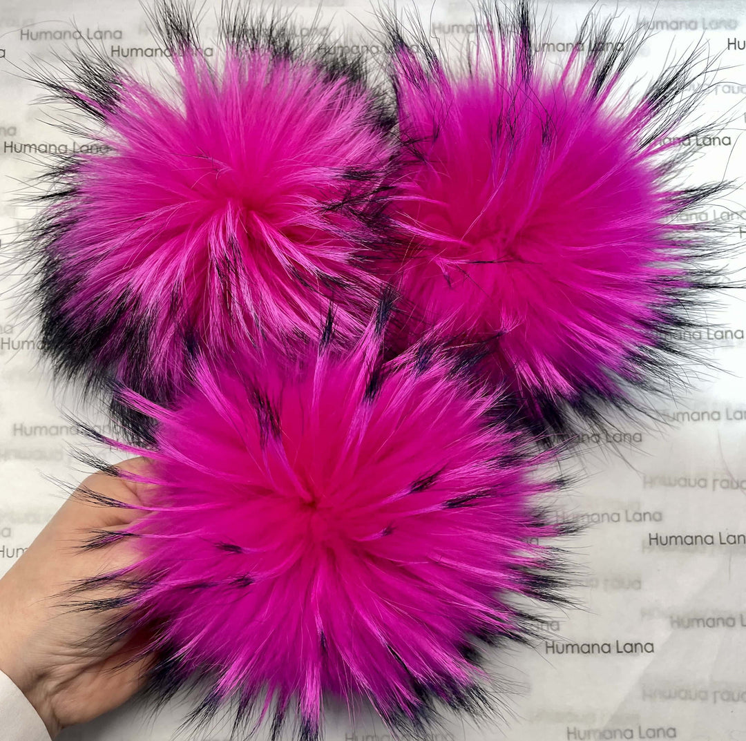 Pompon en fourrure Rose néon