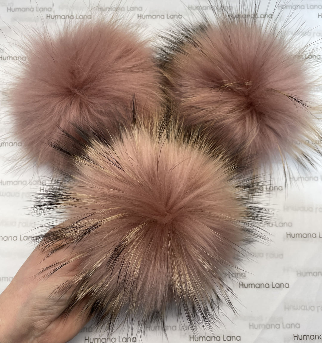 Pompon en fourrure Rose des sables