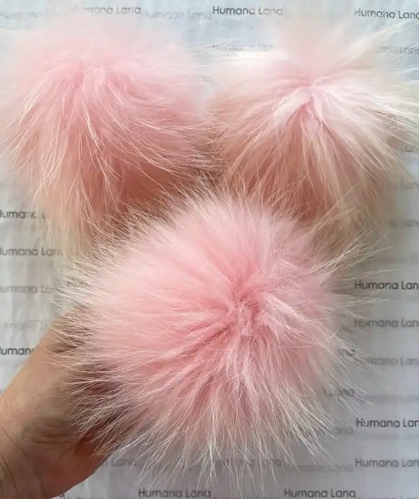 Pompon en fourrure de raton Rose bébé