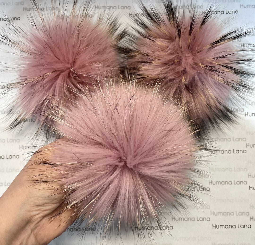 Pompon en fourrure de raton Rose malva