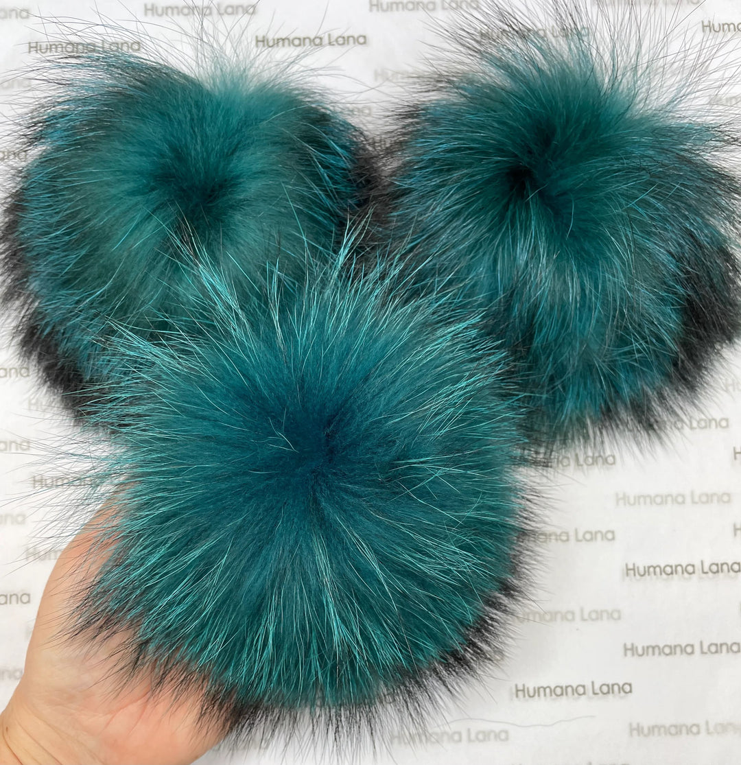 Pompon en fourrure Sarcelle