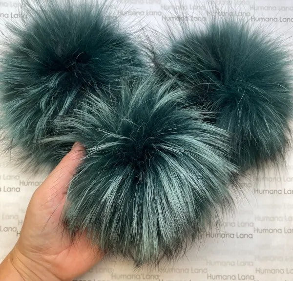 Pompons en fourrure Vert émeraude