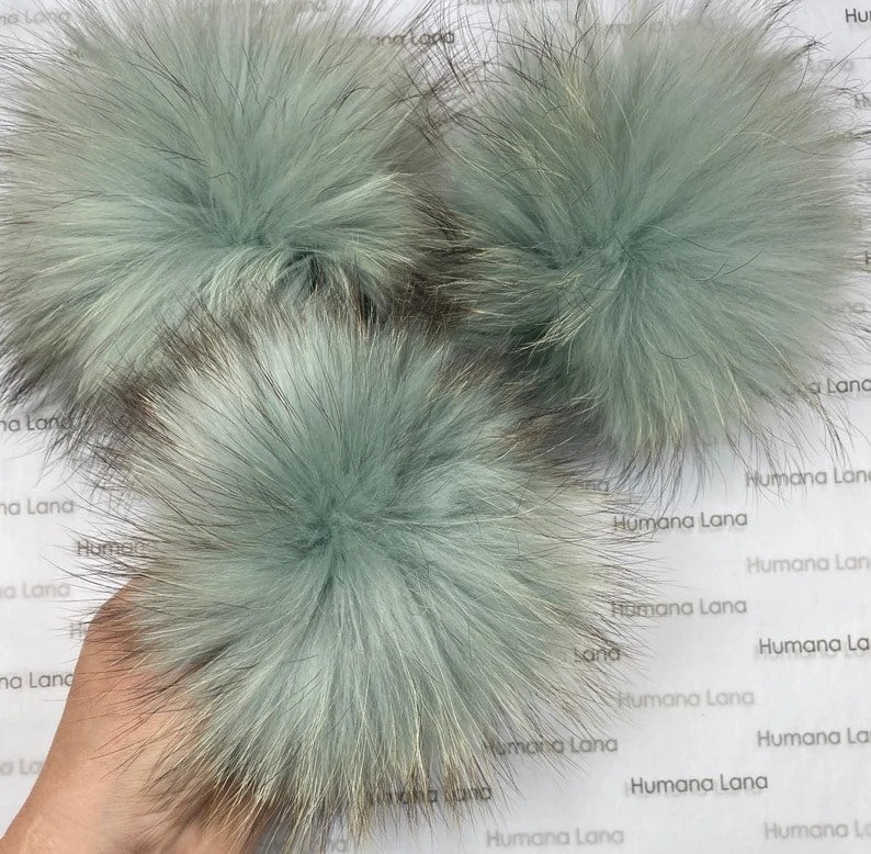 Pompons de fourrure Bleu pastel