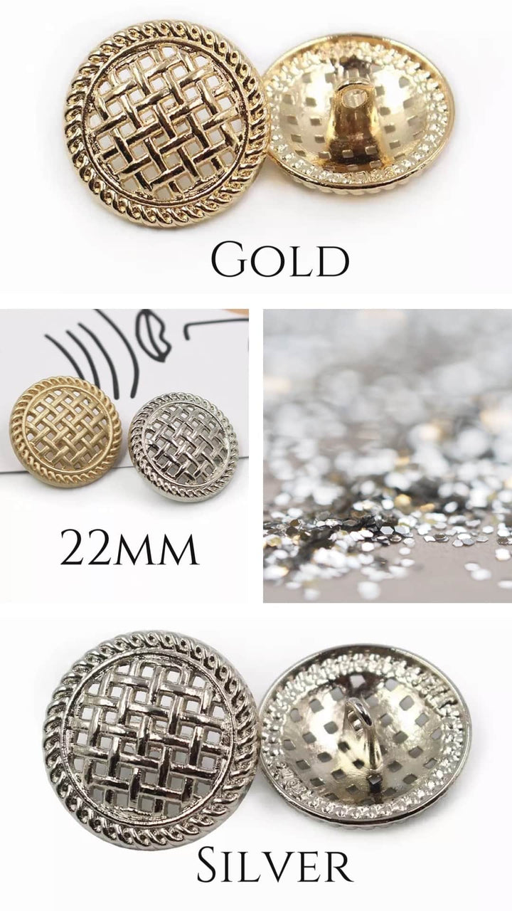 2 Boutons rond en métal 22mm