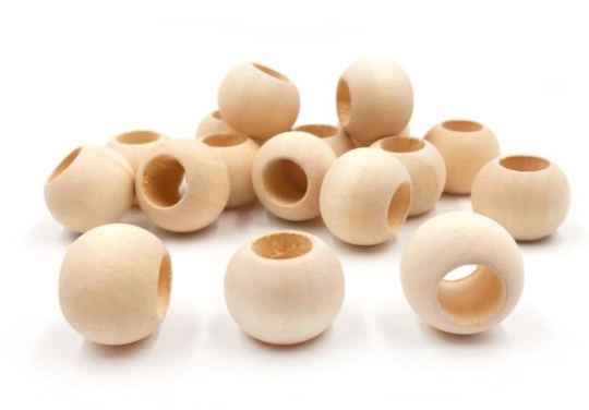 Perles de bois 20 mm x 15 mm