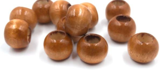 Perles de bois vernis 20 mm x 15 mm