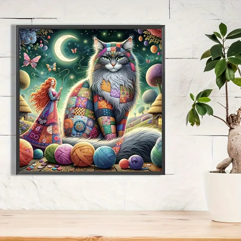 Peinture à diamant #104 40cm x 40cm Chat Patchwork