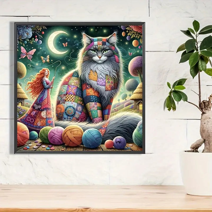 Peinture à diamant #104 40cm x 40cm Chat Patchwork