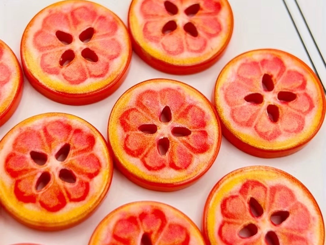 5 boutons en acrylique orange (15mm)