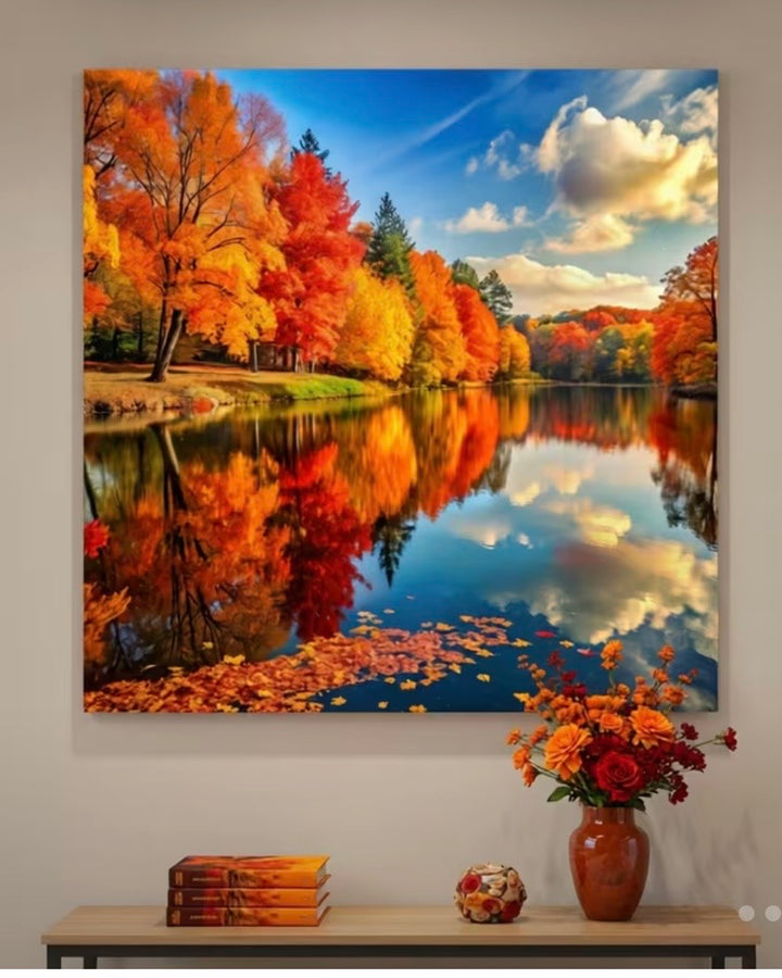 Peinture à diamant #60 40cmx40cm Un lac à l'automne