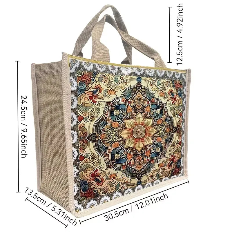 Sac en jute en diamant painting #183  24.5cm x 30.5cm x 13.5cm (contient deux manderas)