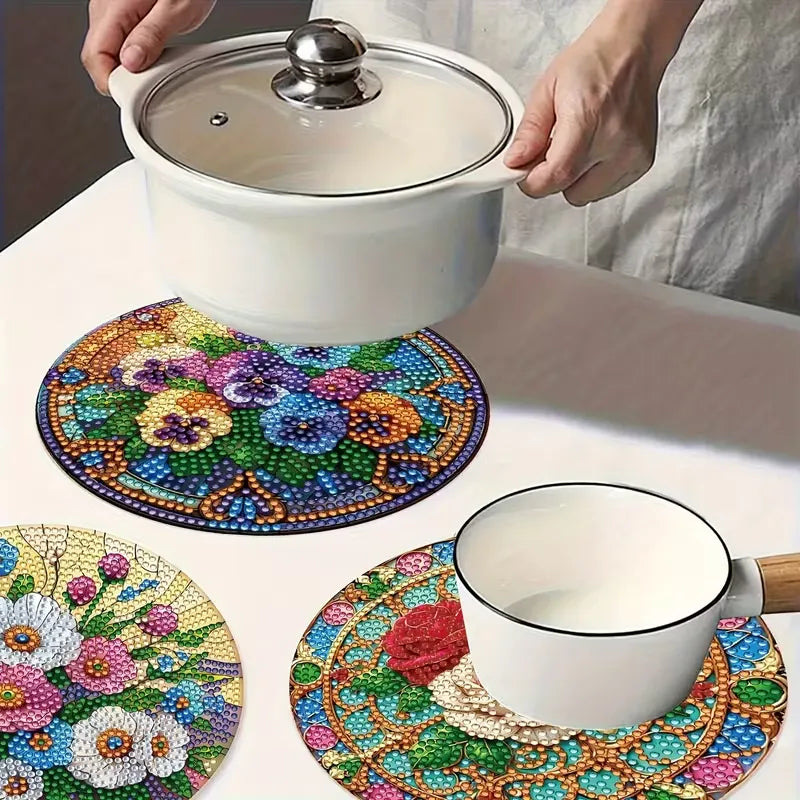 4 sous plats décoratifs. Peinture à diamant #193