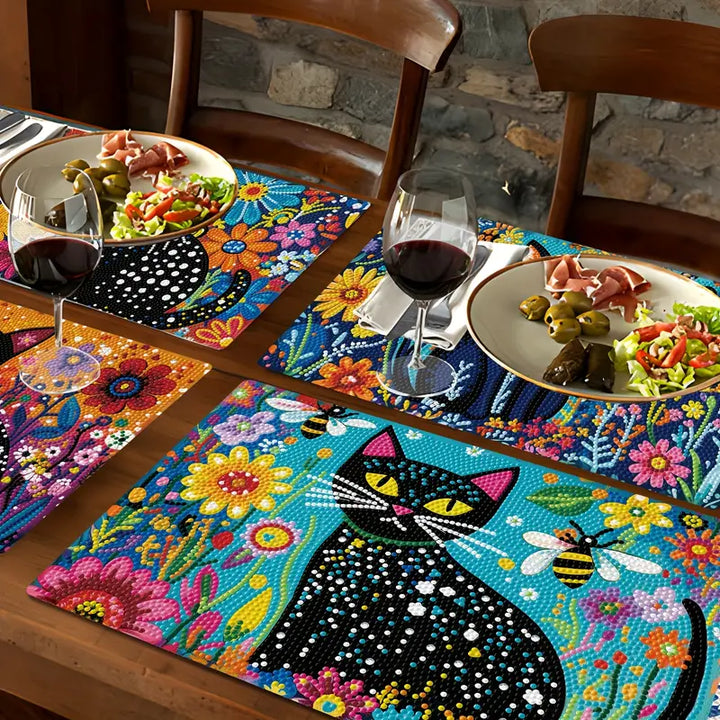 4 Napperons en Diamonds painting #155 20cmx30cm Chats