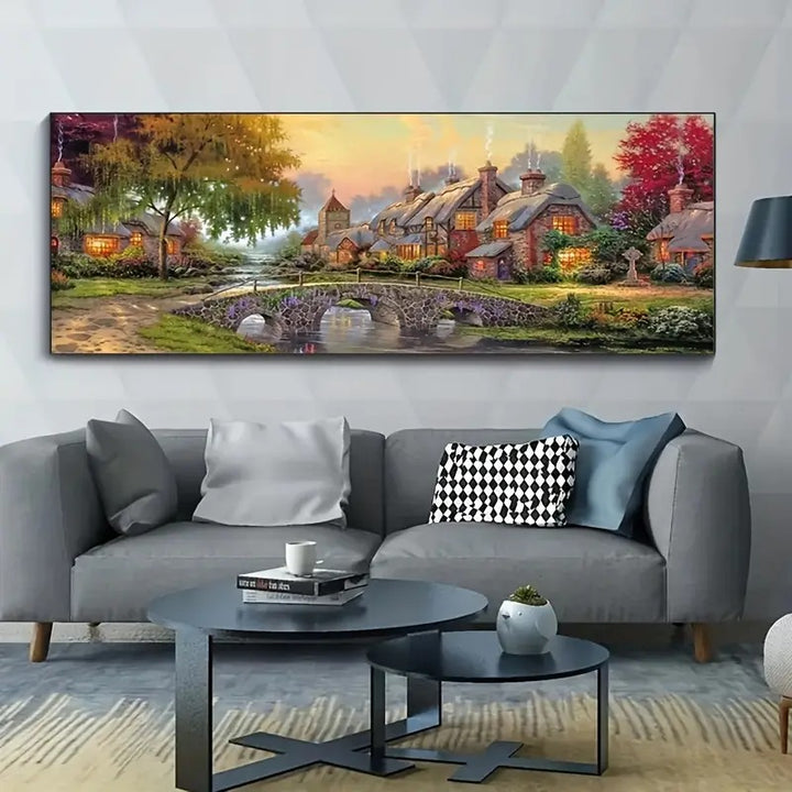 Peinture à diamant #119 90cm x 40cm Paysage maison